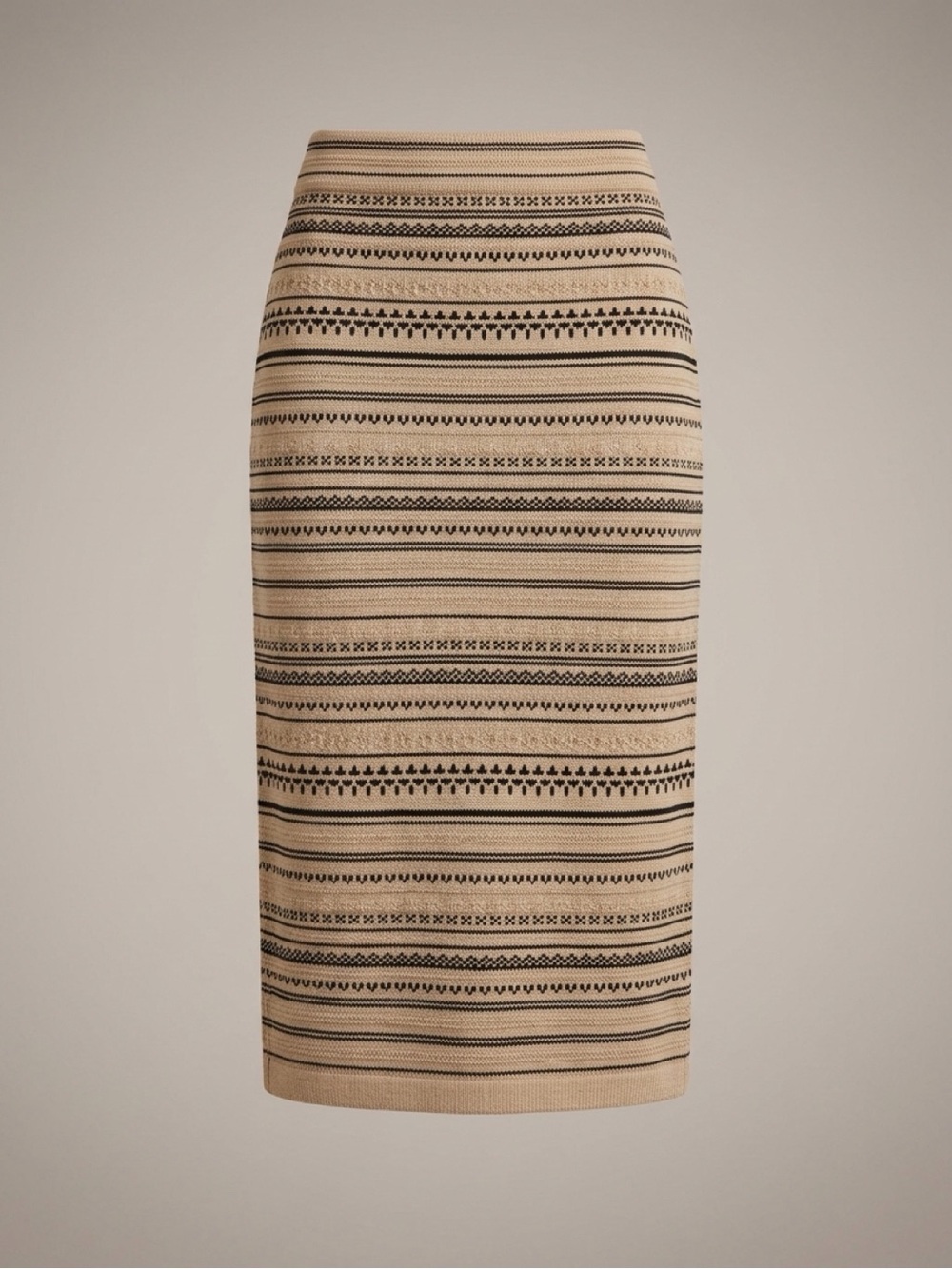Ralph Lauren Beige and Black Striped Knit Pencil Skirt